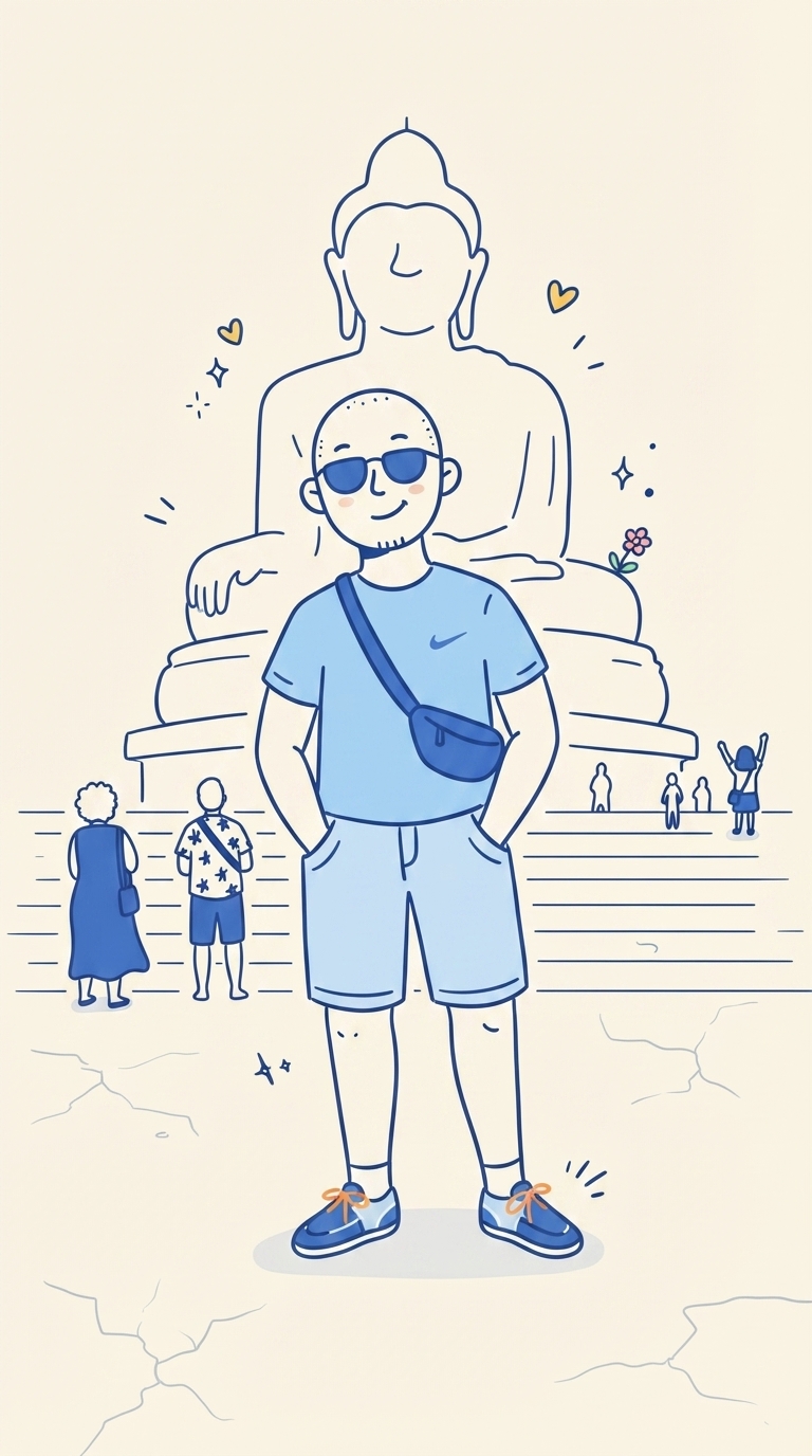 [Enter the desired scene here]is represented by a minimalist hand-drawn doodle illustration based on a color monoline.

The whole picture consists of warm cream ivory or white over a monochrome background. Figures and objects are painted in a clear cobalt blue medium-thick monolain. The line thickness is uniform throughout, and all line ends and corners are gently rounded. It uses slightly loose, natural curves, as if drawn slowly by hand, rather than overly smooth, mechanical vector lines.

Figures are simplified in cute and flexible proportions, and complex anatomical depictions are eliminated. The face is represented only by eyes, short nose and mouth in the form of small dots. The expression is bright and lovely. The hair is divided into a few large, smooth curves, without realistic hair texture or cotton filling.

The hand is represented in a simple round form, but the fingers use only a few short and repetitive curves. Folds and sleeve details are also minimized by short lines. The interior of the figures and objects is mostly blank with background color to maintain a light and open feel at the center of the line.Hair is expressed in a naturally balanced size with the body. The cute simplification is maintained, but the soybean type or infant type ratio is avoided, and the adult figure is expressed in a smooth and balanced ratio of about 5.5 to 6.5.The figure is smooth and friendly, simplified, but the head and body are naturally balanced in adult proportions. Do not use soybean-type or infant-type character ratios.

The overall color is limited to one or two bright point colors, such as yellow and pink, centered on the cobalt blue line. Point color is flat on some small objects, such as cups, earrings, flowers, and props. Do not color a large area in multiple colors.

Doodle graphics such as small hearts, sparkles, and short emphasis lines are minimally placed around the character's behavior and emotions. Maintain sufficient margins, and express the figures or key actions loud and clear in the center of the screen.

A friendly, lovely and stylish atmosphere that suits modern lifestyle brands, emotional stationery brands, and magazine editorial illustrations. Clean 2D flat vector, hand drawing sensibility, color line art, minimalist doodle style.
It does not replicate the figures, poses, object configurations, and layouts of specific reference images, but only applies color monoline representation and simplified drawings.

Negative:
Black outlines, multi-color costumes, realistic human body proportions, sophisticated fingers, realistic hair, complex backgrounds, landscape depictions, excessive props, thick lines, sharp lines, perfectly mechanical Bezier curves, 3D, three-dimensional rendering, shadows, contrast, gradient, Watercolor, pencil texture, paper texture, photorealistic, animated cell coloring, excessive facial expressions, complex patterns, text, typography,excessively large hair, soybean character, excessively large ratio of hair to body, infant SD character ratio, 2 assholes·3-back body type, short and small torso, excessively small shoulders and body